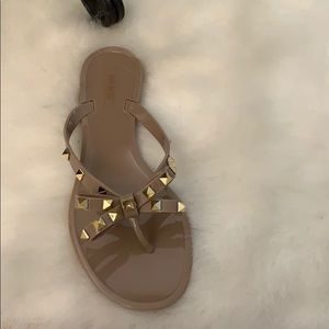 RESTOCKED Dark beige studded bow sandals